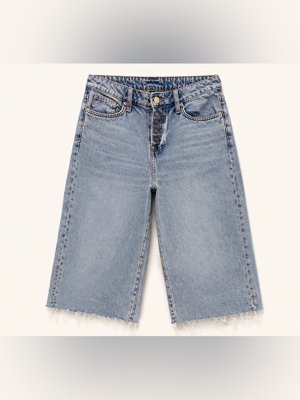 ☀️H&M Divided Light Wash High-Rise Denim Bermuda Shorts | Size 2 - Picture 3 of 11